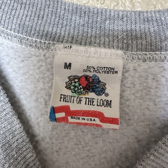 Vintage Fruit Of The Loom Fleece Sweatshirt Gray Cooperstown Baseball Youth Med - Picture 3 of 6